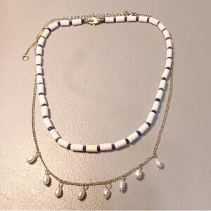 Madewell beads & freshwater pearls jewelry lot of 2 necklaces